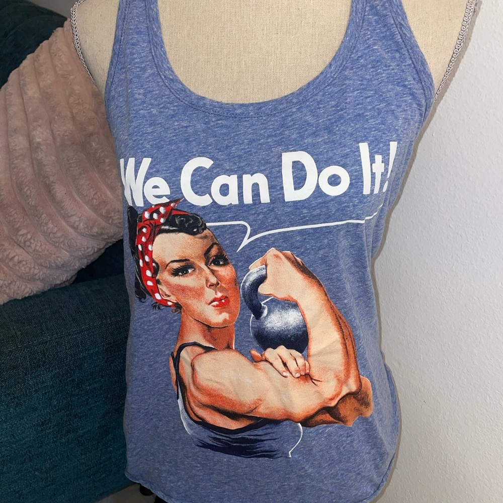 Women’s Small Rosie The Riveter Workout Shirt Blue Tank